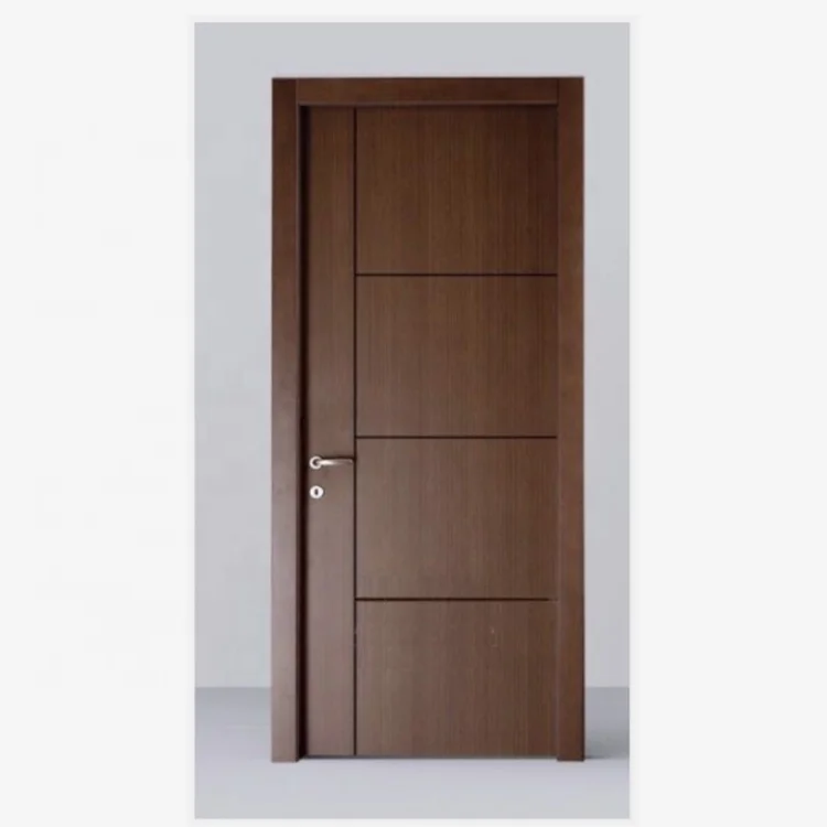 Simple Plain Batten Wood Interior Door Design Plain Veneer Wooden Imported Solid Wood Doors