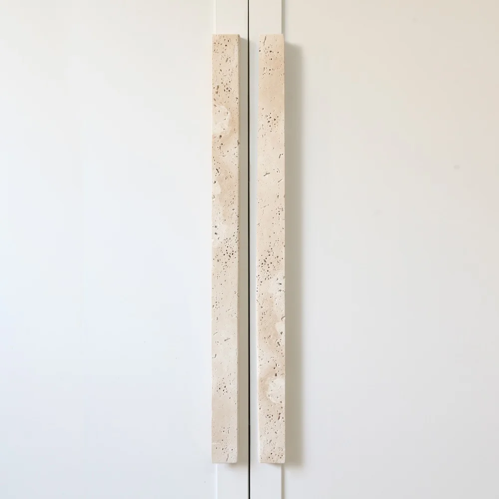Maxery Custom Travertine Long Pull Handle Customized Marble Handle Luxury Kitchen Bedroom Marble Hardware Decor for Villa Hotel
