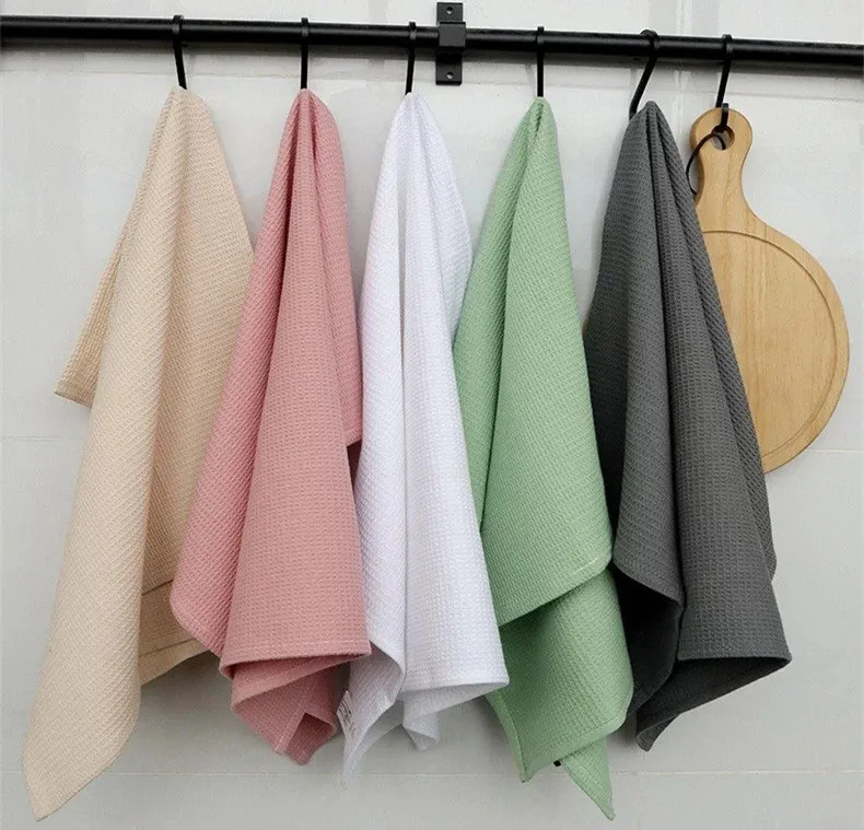 Customized linen feel napkins kitchen Towel 100% organic Cotton Waffle tea Towel table mat towel