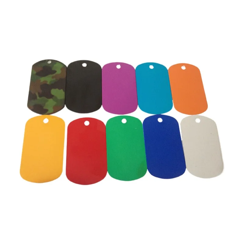 Классический дизайн, 50*29 мм, все цвета в наличии, лазерная гравировка, Пользовательский логотип, низкий минимальный объем заказа, металлическая бирка для собак из алюминиевого сплава, идентификационная бирка