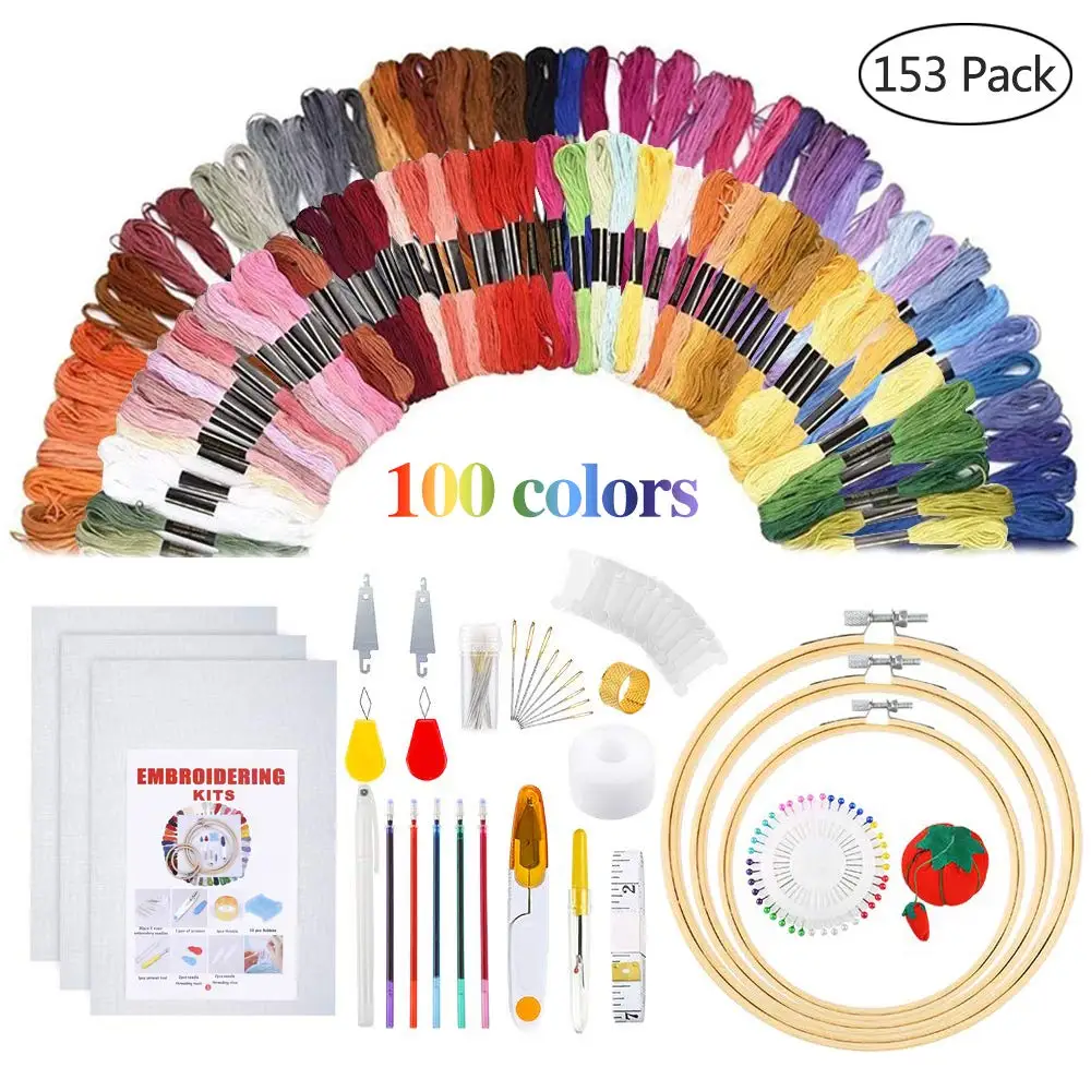 new arrivals embroidery hoops set bamboo Ring DIY Needlecraft embroidery starter kit  with cross stitch embroidery tool set