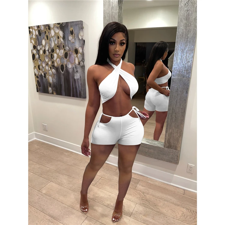 New Arrival MISSMOEN Halter Summer Sexy Ensembles de femmes Women Clothes 2021 Women 2 Piece Set Two Piece Set