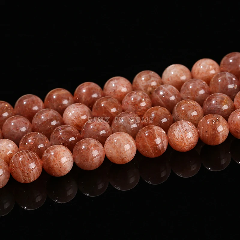 JD Supply 4-10mm Pick Size 5A Natural Gold Sunstone Round Loose Beads Orange Moonstone Beads for Jewelry Making