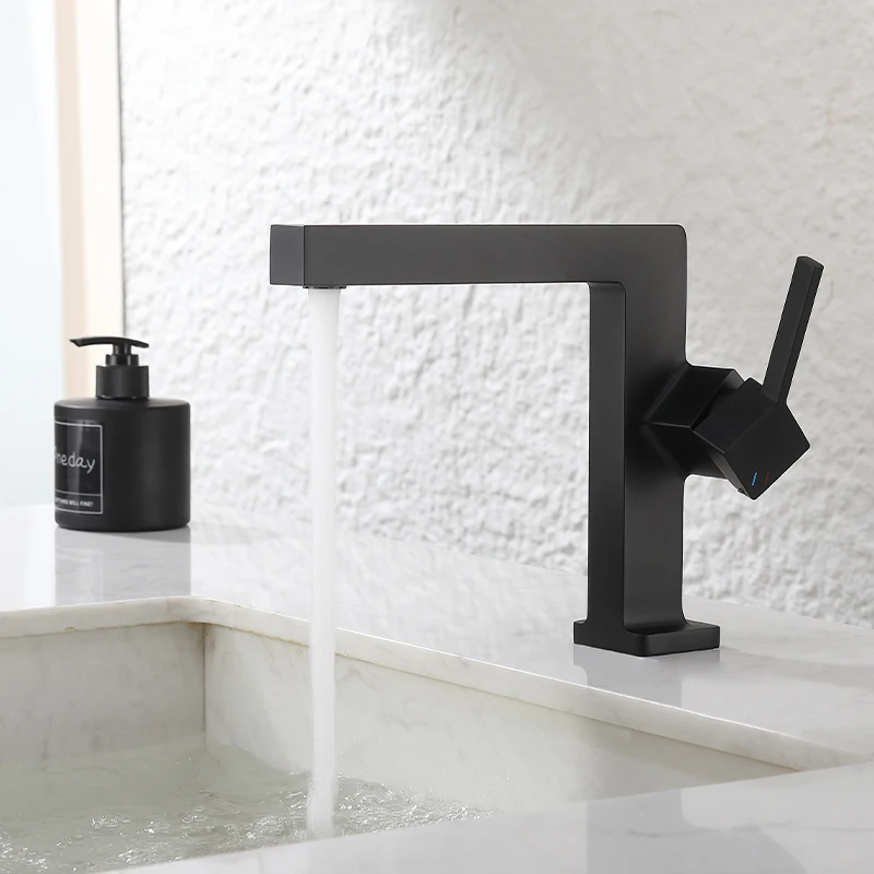 Contemporary Blacked Cheap Deck Mounted Single Handle SUS304 Waterfall Mixer Bath With Hot Cold Water Basin Faucets