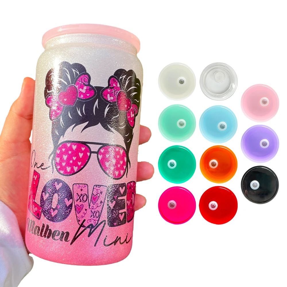 USA warehouse Wholesale Moisture-proof BPA free colorful replacement Mason Jar Straw lid for 12oz 16oz snow globe glass can