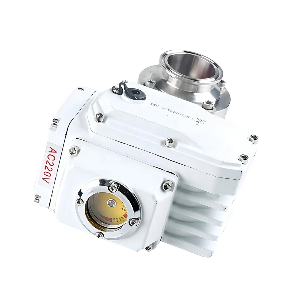 Stainless steel motorized motor 24V 220V electric drive actuator sanitary Tri clamp butterfly valve