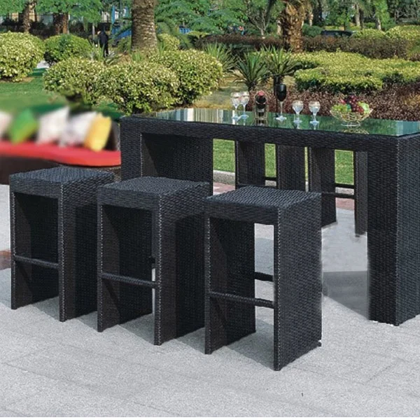 7 PC Outdoor Furniture Resin Wicker High Dining Bar Table set