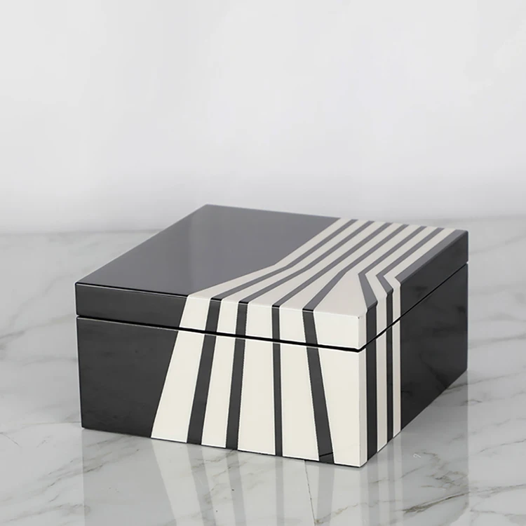 hot-sell modern home interior black white nordic mdf piano lacquer jewelry box for home decoration