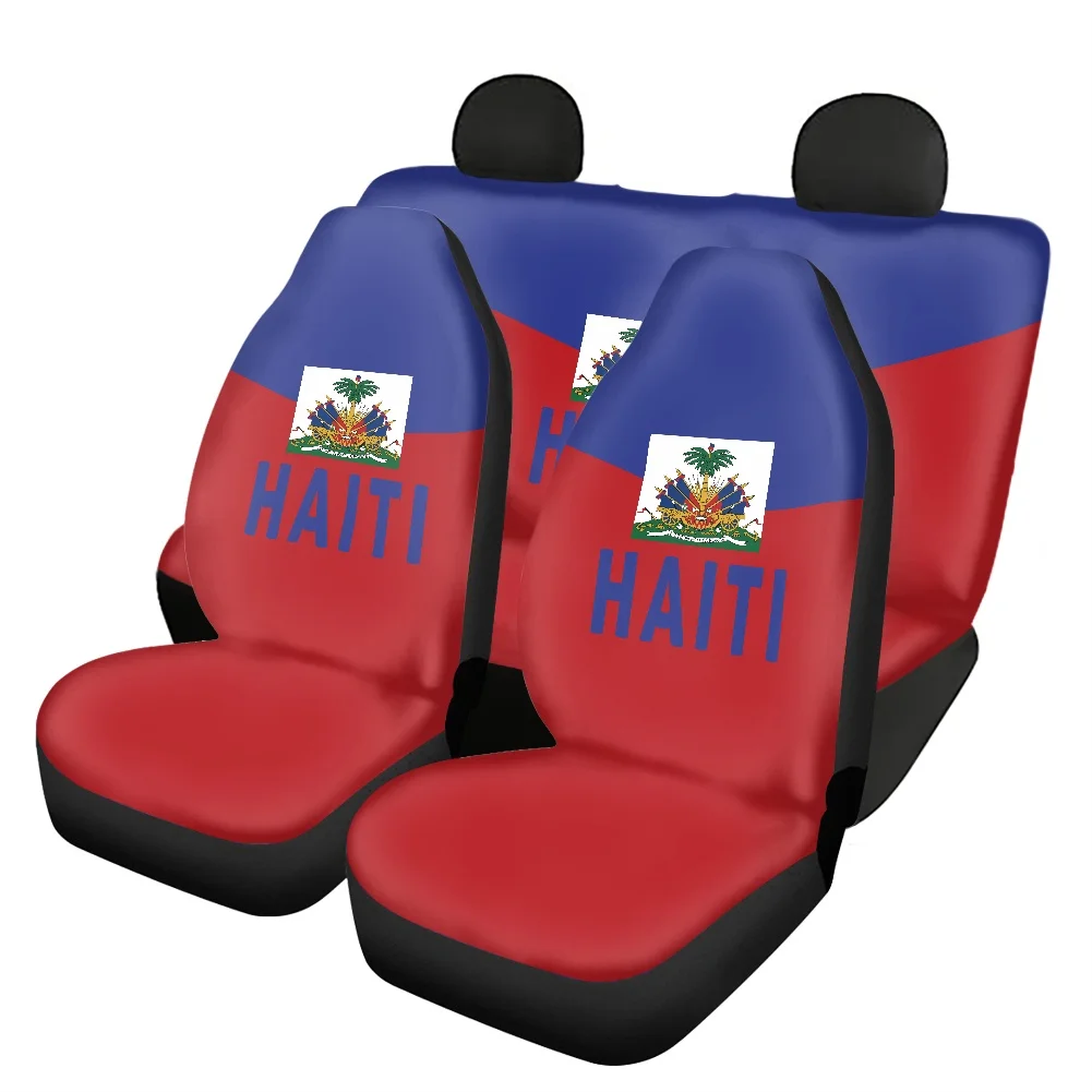 Custom Car Seat Cover Set Haiti Country Flag Pattern Print Polyester Car Seat Cover 5PCS Set Seat Cover For Chair Luxury Car