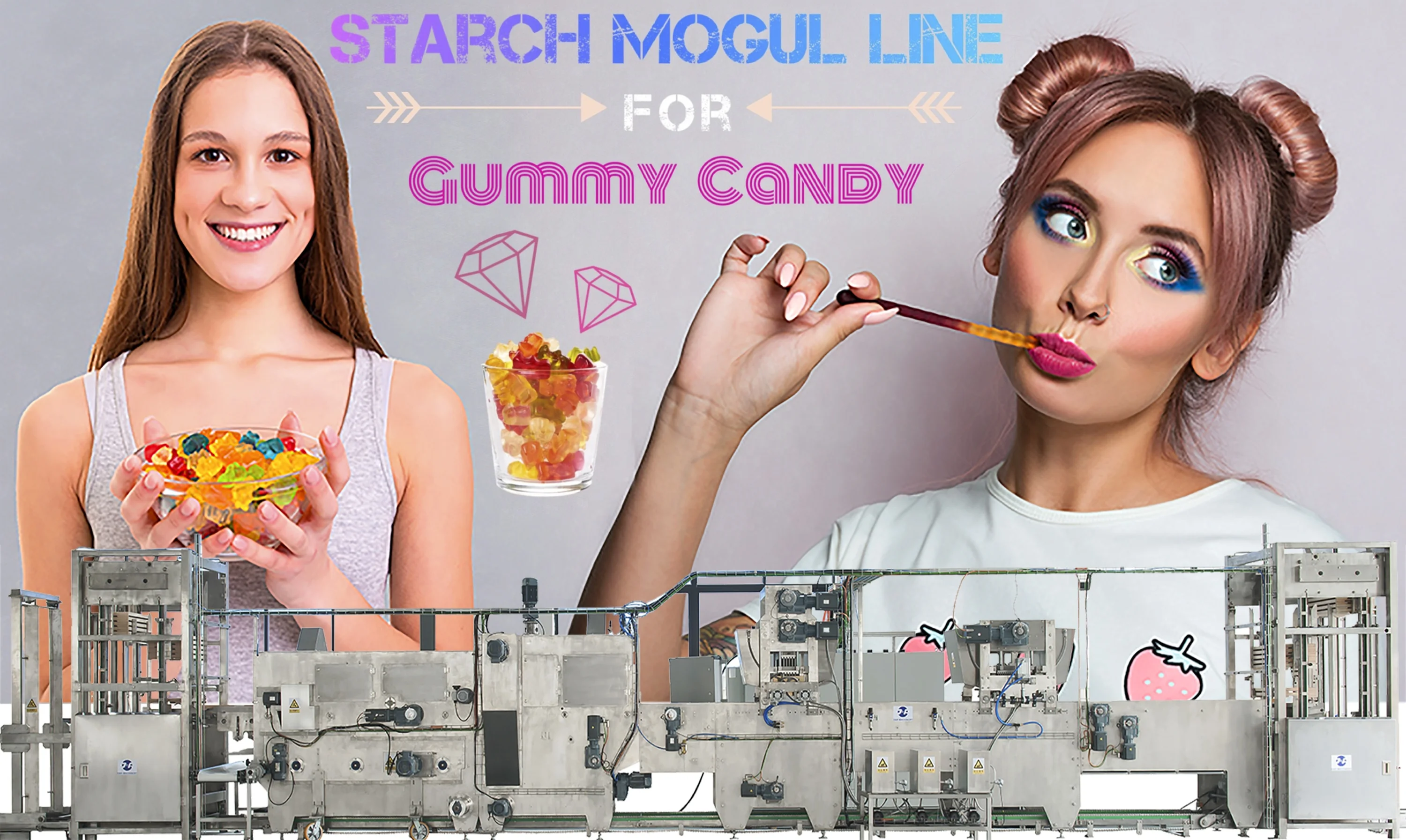 Starch Mogul Plant with Wooden Tray for Gelatin Bear Gummy and Pectin Jelly Candy Making Machine