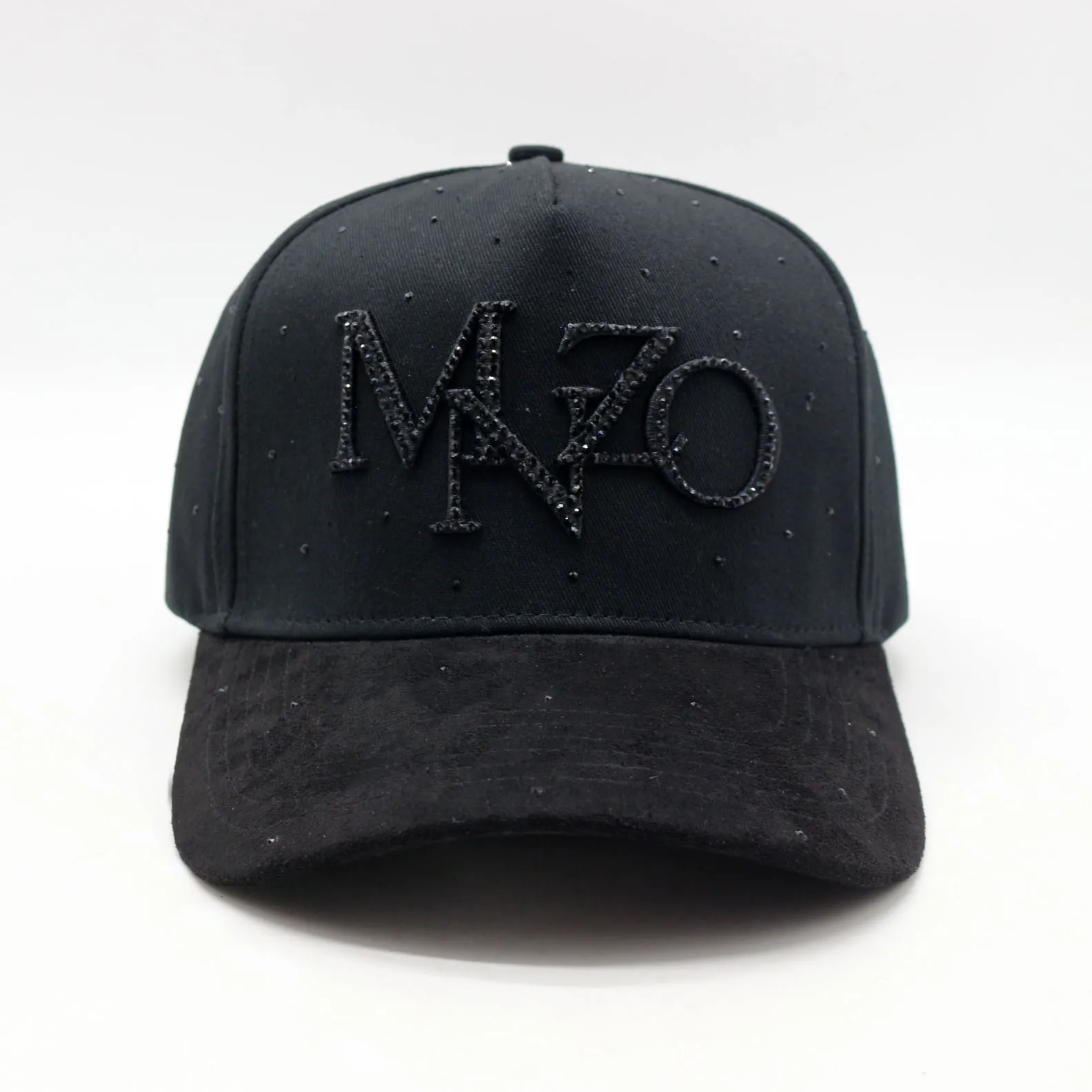 Оптовая продажа популярная дизайнерская хлопковая бейсбольная шляпа с замшевыми полями и стразами пользовательским логотипом 3D вышивкой