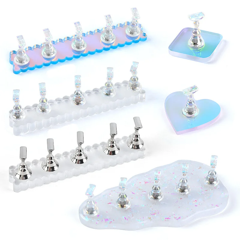 RU Nail tools Clear acrylic strip personalized nail plate Practice Gold nail plate base display bracket