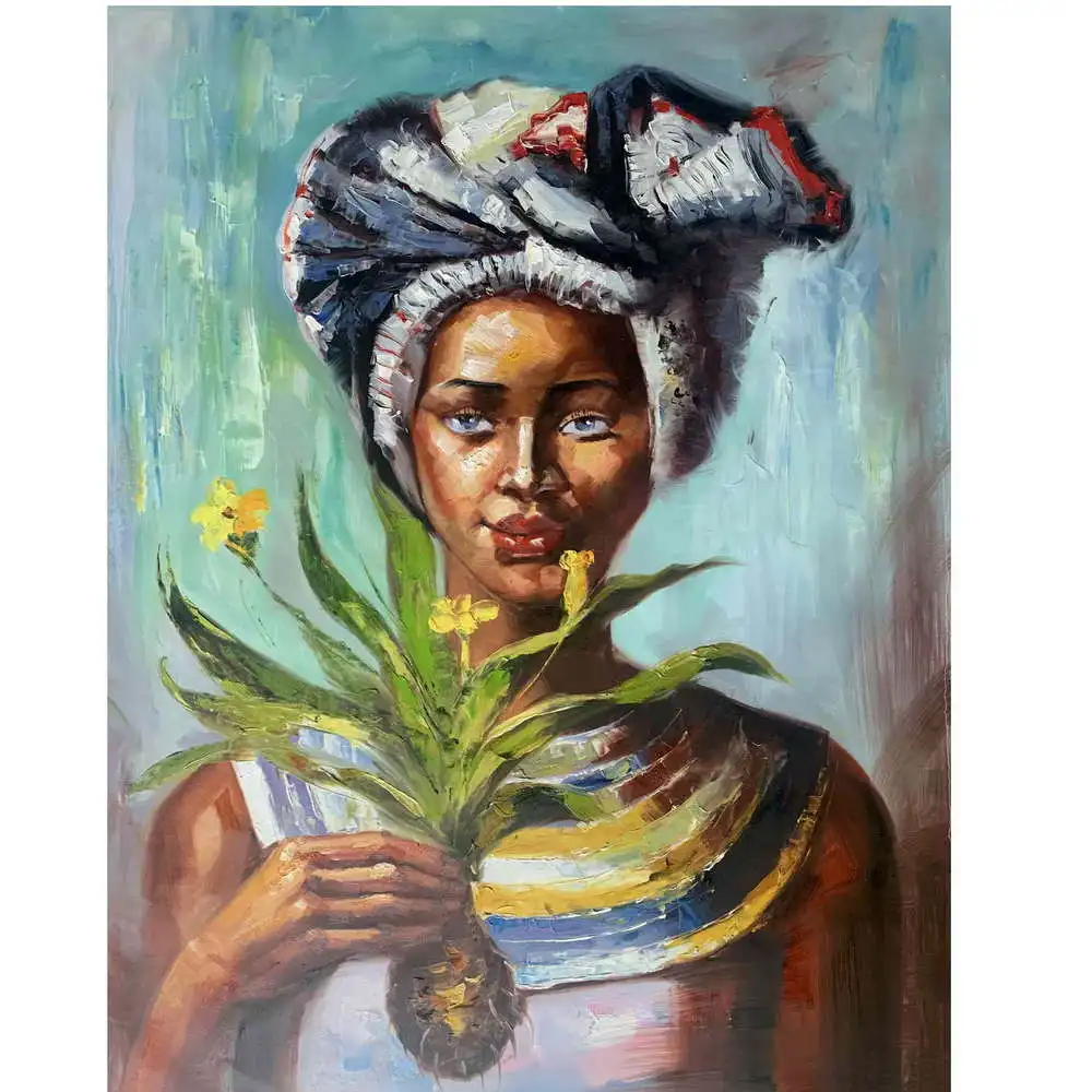 African Art Black and Gold Woman Oil Painting on Canvas Posters  Wall Art Picture for Living Room