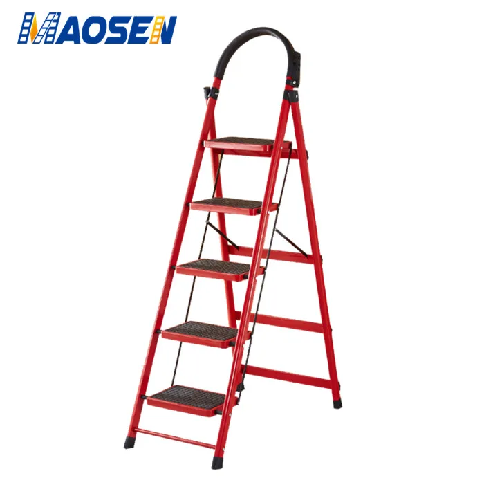 Factory hot selling home use 5 steps folding steel ladders