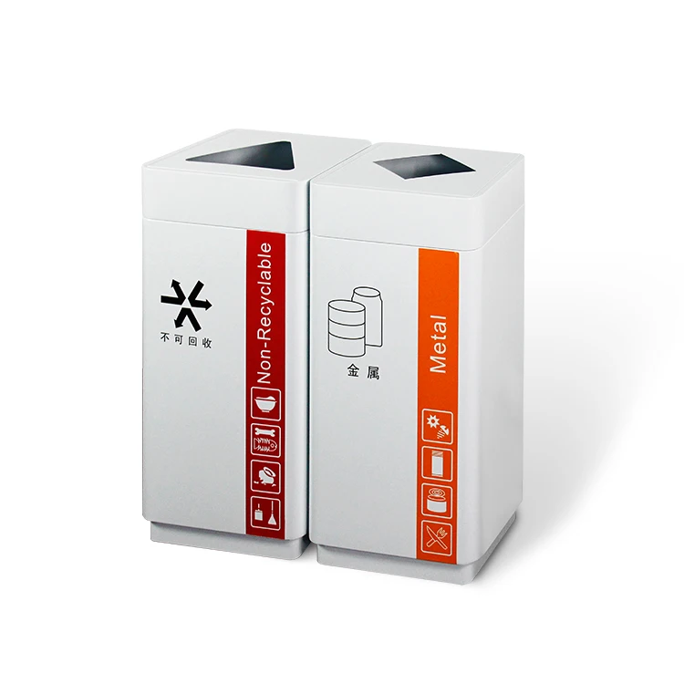 Garbage Containers Manufacturer Advertisement Dustbin Dual Recycling Bins Decorative Eco Commercial Steel New White 40L Open Top