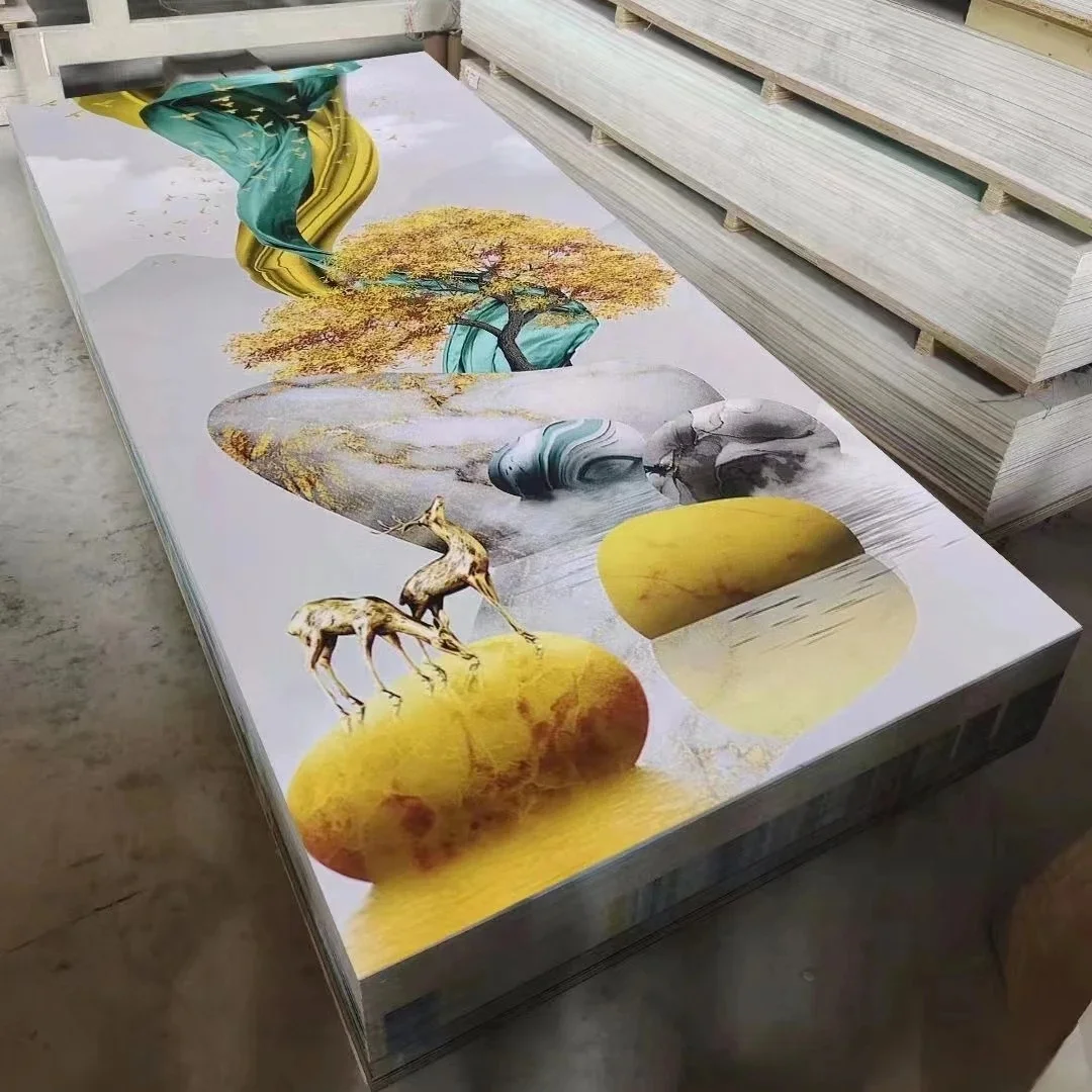 BAIJIN Factory High Glossy Uv Coating Pvc Marble Decorative Plastic Sheets 3D Printing Marble Sheet Uv Wall Panels