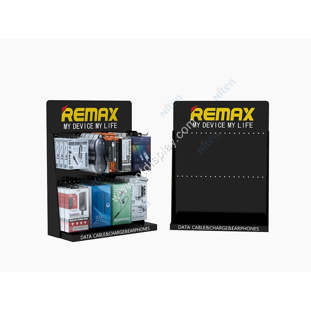 mobile accessory custom foam product cable white card board phone mobile cases shop pvc foamed counter display with hooks