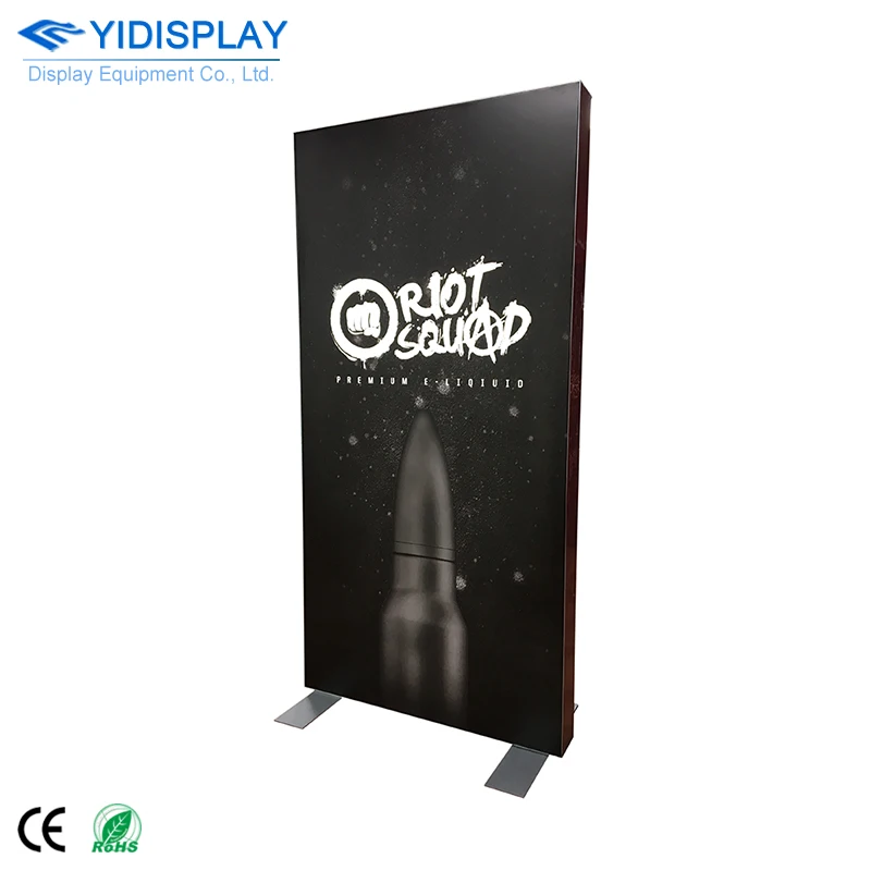 New advertising square aluminium frame custom uv fabric double sided portable display stand LED lightbox SEG light box