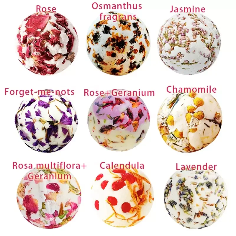 Custom Logo Flower Bath bombs Factory Wholesale Rose Lavender Dried Flowers Petals Bath Bombs