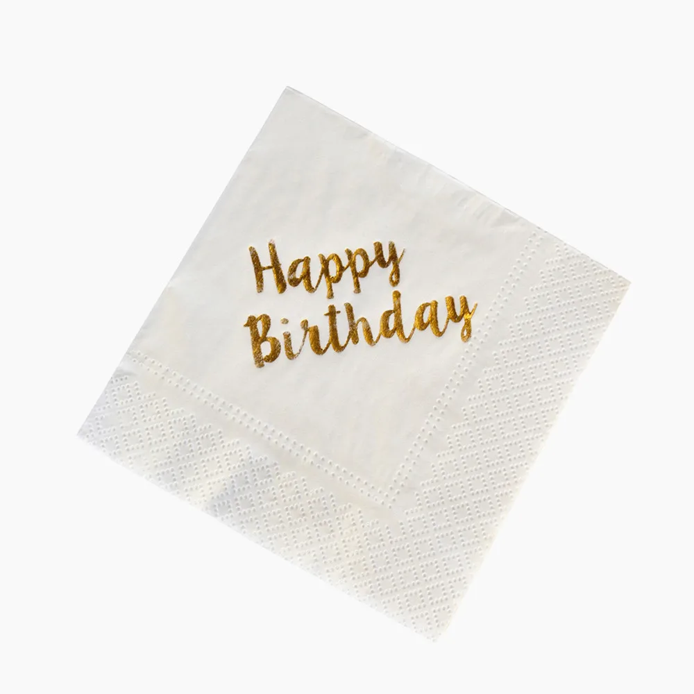Custom printed beverage napkins foil stamp fancy baby shower party gold paper printing napkin