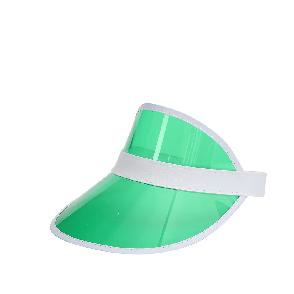 High quality logo custom iridescent magic color PVC sun hat Plastic Sun Visor Cap Wholesale
