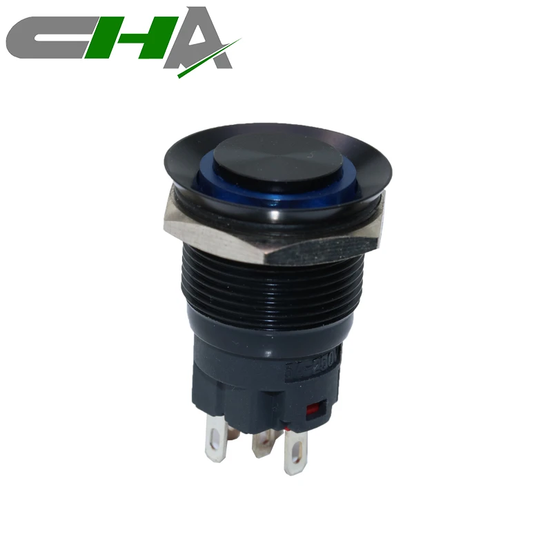 CHA factory price electrical metal knobs electronics metal dome switch CN19-L 19mm momentary latching metal push button switch