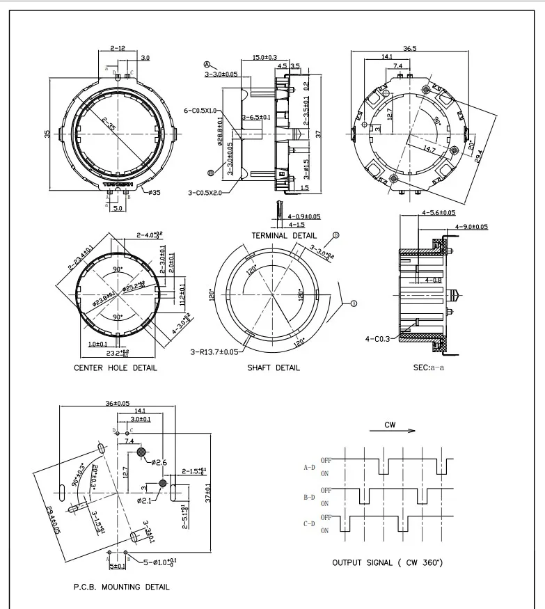 Terwin Customized Factory Encoder Rotary Flat Ultra Thin Rotary Encoder Rotary Encoder Pulse for Car Central Control
