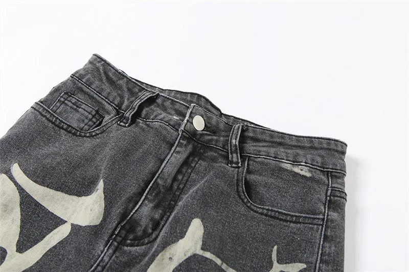 Best Seller Camouflage Print  Xs Size Clothing High Waist Distressed Ripped Denim Stacked Jeans Women Pants