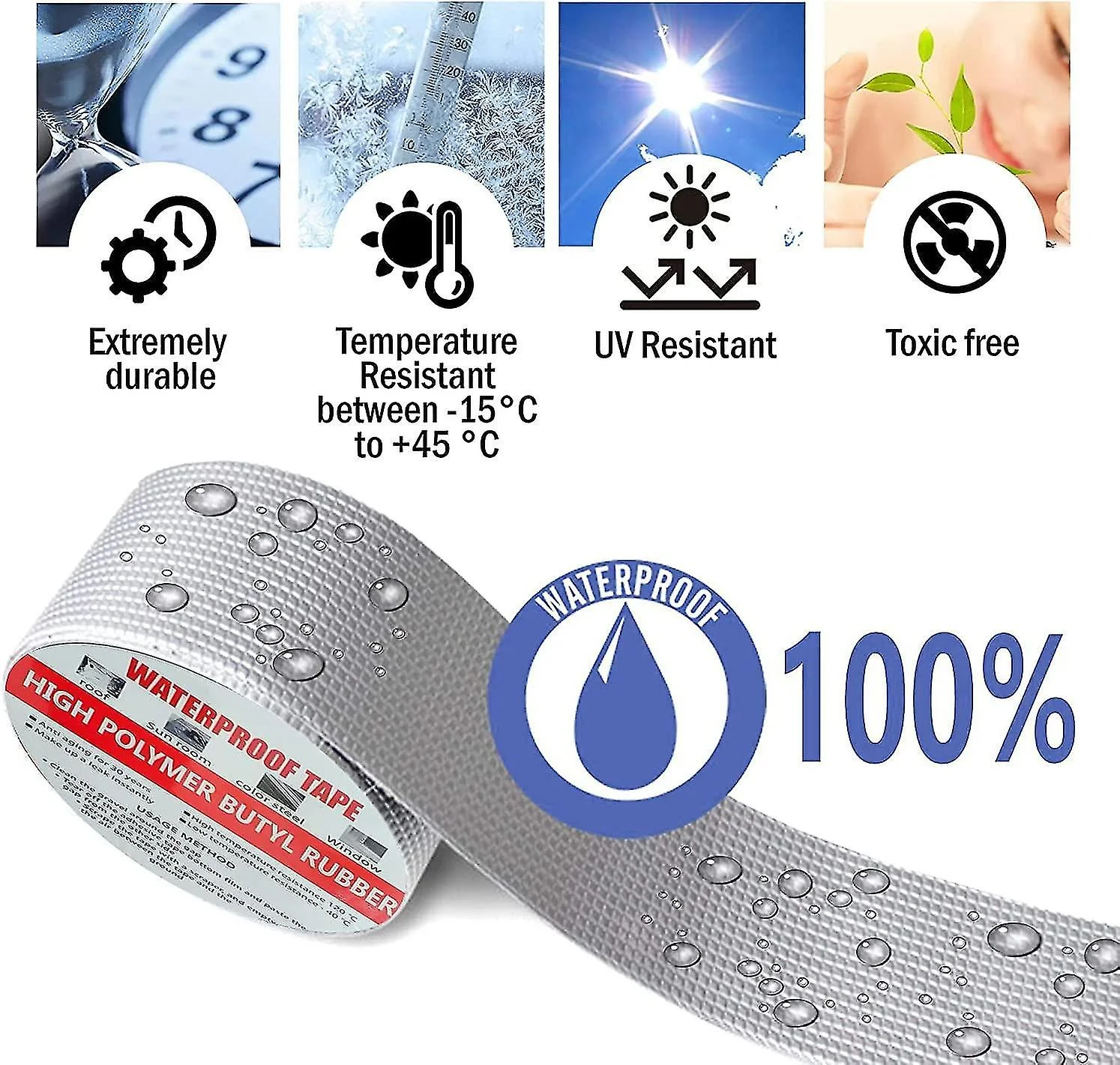 High Sticky Self-adhesive Butyl Rubber Tape Roof Leakage Repair Aluminum Foil Waterproof Butyl Sealing Tape