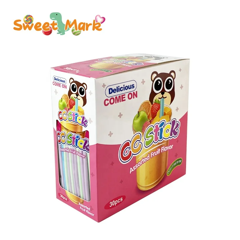 Halal assorted fruit flavor sour sweet cc stick in bag pack