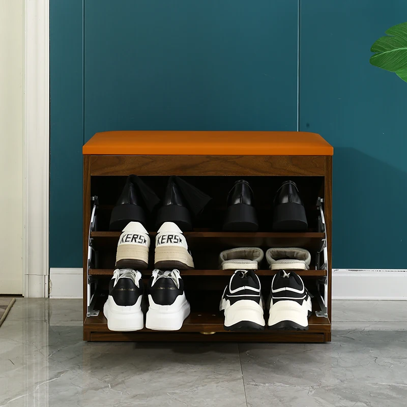 Wooden Shoes Changing Stool Storage Shoe Cubby Shoe Cabinet with Seat