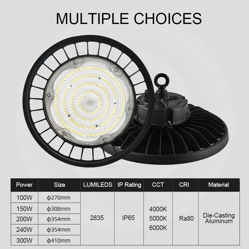 Modern Led High Bay Light Garage Led Light High Bay 100W 120W 150W 200W 240W 3CCT and 3Power High Bay Light for Warehouse
