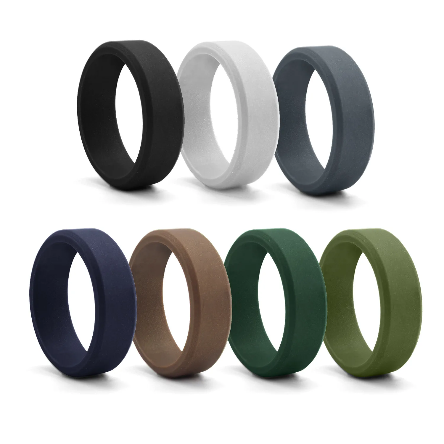 8mm Men Outdoor Sport Step Hypotenuse Silicone Ring