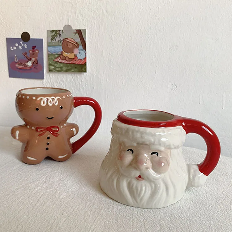 
CuteLife Christmas Ceramic Coffee Cup Mug Decorative Breakfast Creative Milk Mug Reusable Wedding Drinking Cute Couple Gifts Mug 