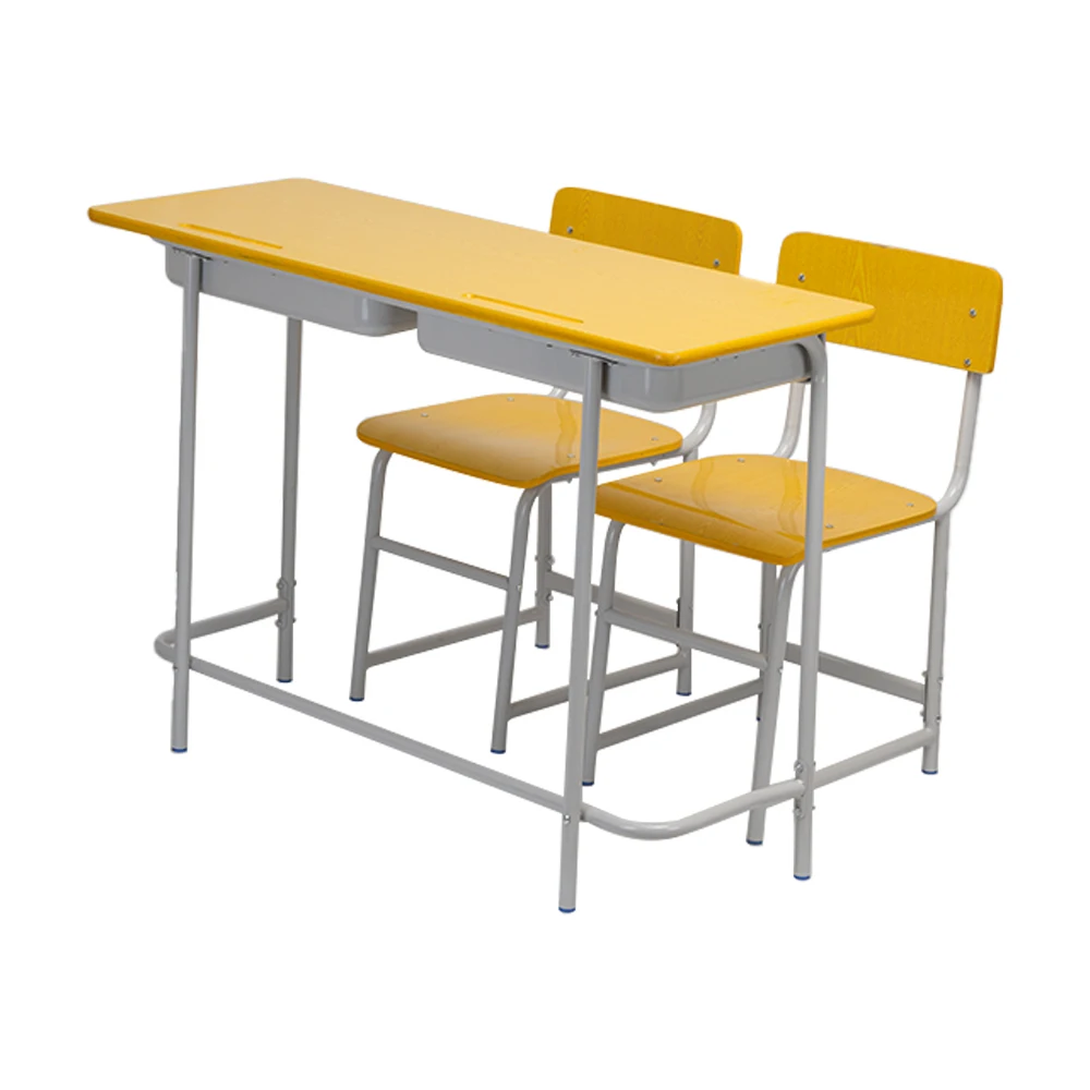 Connected school desk and Bench classroom table chair set double 2 person ODM furniture classroom study