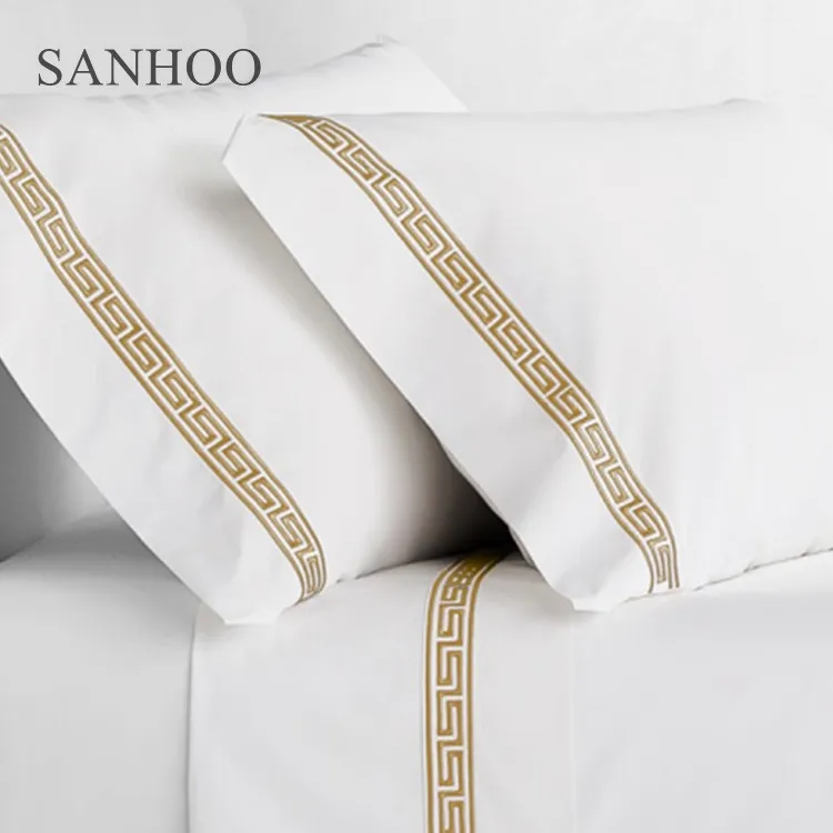 Оптовая продажа постельное белье SANHOO из чистого хлопка 4 предмета белое для
