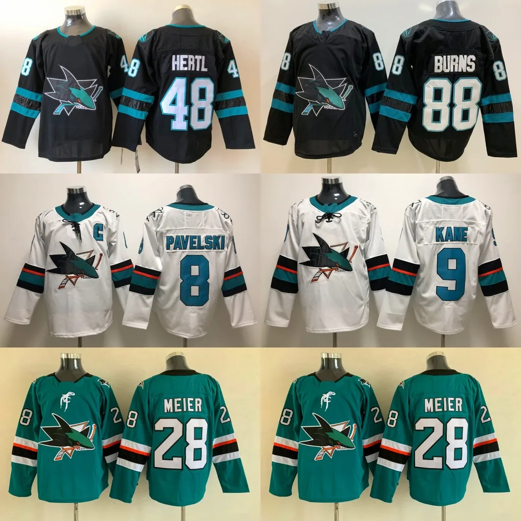 8 Joe Pavelski 9 Evander Kane San Jose Sharks 28 Timo Meier 48 Tomas Hertl Ice Hockey Jersey Stitched S-3XL