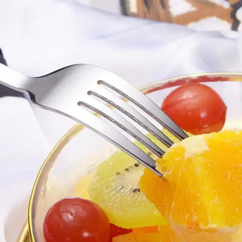 430 1810 Reusable Stainless Steel Flatware Spoons and Forks Set Cutlery Gift With Black Plastic Handle