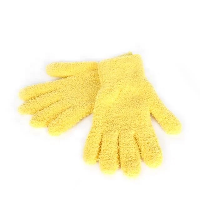 Yellow Double Face Microfiber 5 Fingers Dusting Gloves Car Care Washer Wash Pads Detailing Mitt Vehicle Washing Wool Chenille