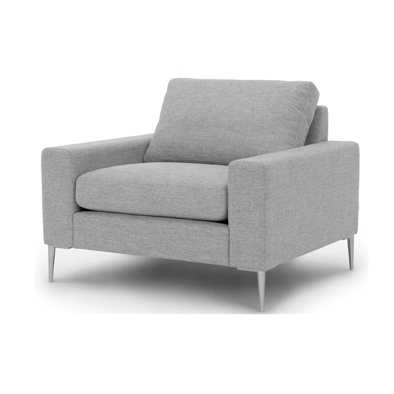 Modern Single Lounge Chair Gray Armchair Fabric Sofa Chair with Metal leg