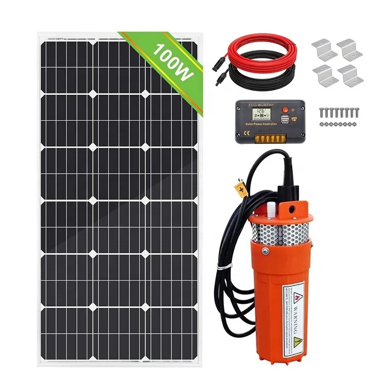 100W 200W DC 12V 24V Deep Solar power submersible water well pump system Kit