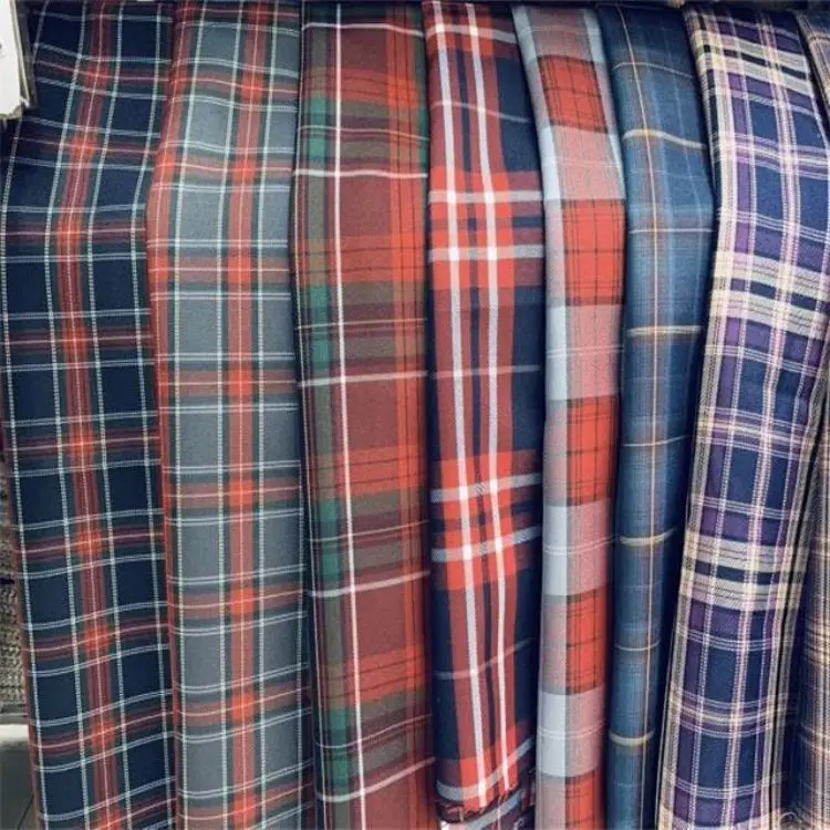 Already Goods Uniform Skirt Women Suits Yarn Dyed Check Rayon Polyester Spandex Woven Fabric