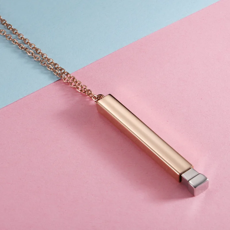 Support Customized Logo Personalised Bar Necklace 5 Colors Retractable Hidden Message Stainless Steel Pendant Necklace