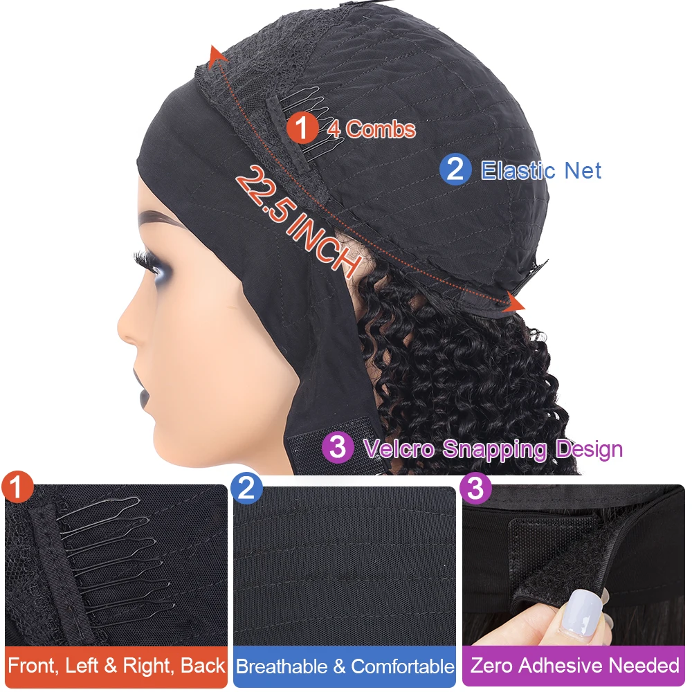 
Wholesale 4b 4c Afro Kinky Curly Head Band Wigs Glueless Deep Wave Half Headband Wigs Human Hair For Black Women 