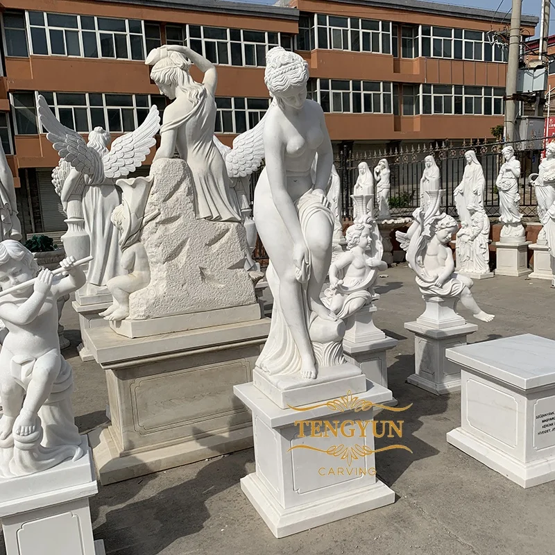 Garden life size marble sculpture nude sexy woman white marble erotic statue