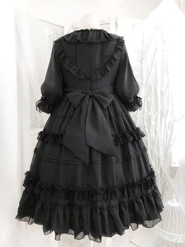 Three puppets  Dark style Op Lolita Short Sleeve Op Dress Uniform Women For Tea Party gothic dress Girl lolita dress