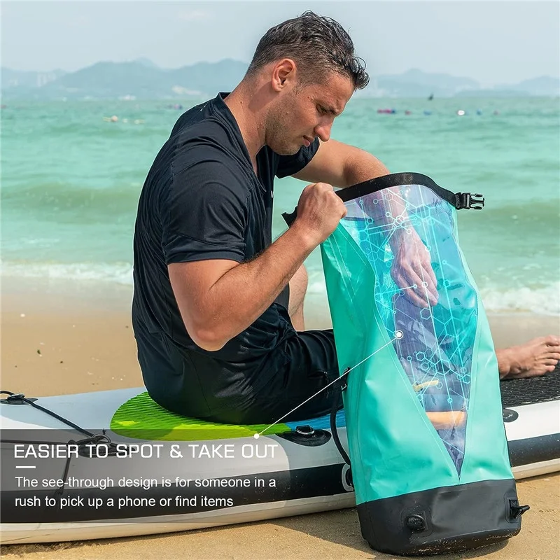 2023 new IPX6 pvc tarpaulin 20L waterproof dry bag backpack for hiking camping