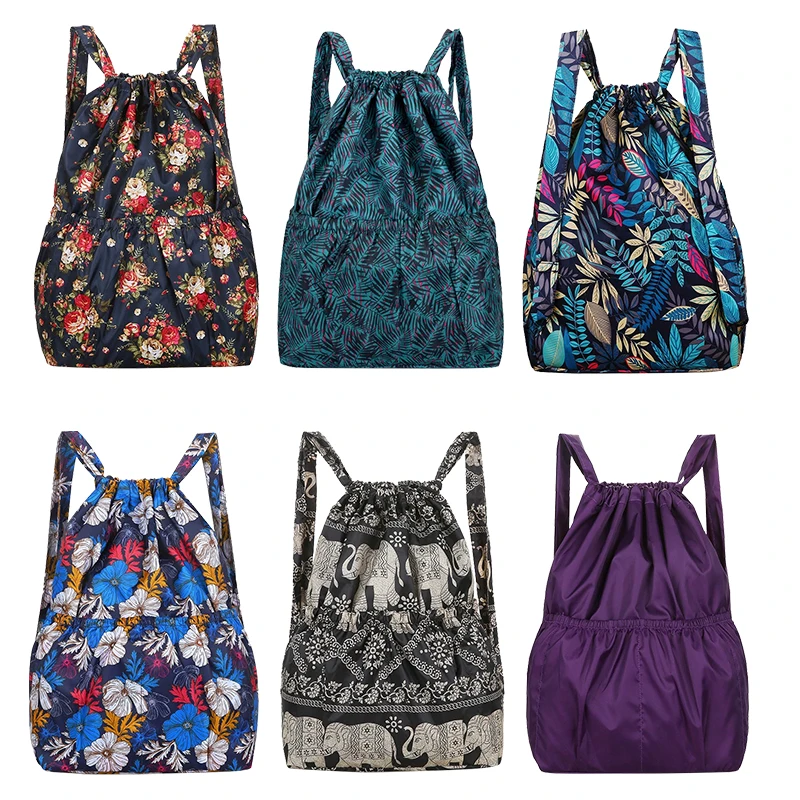 Custom Recycled Rpet drawstring gift bag Sublimation Polyester Black Waterproof Backpack and Laundry Wash Bag for Shopping