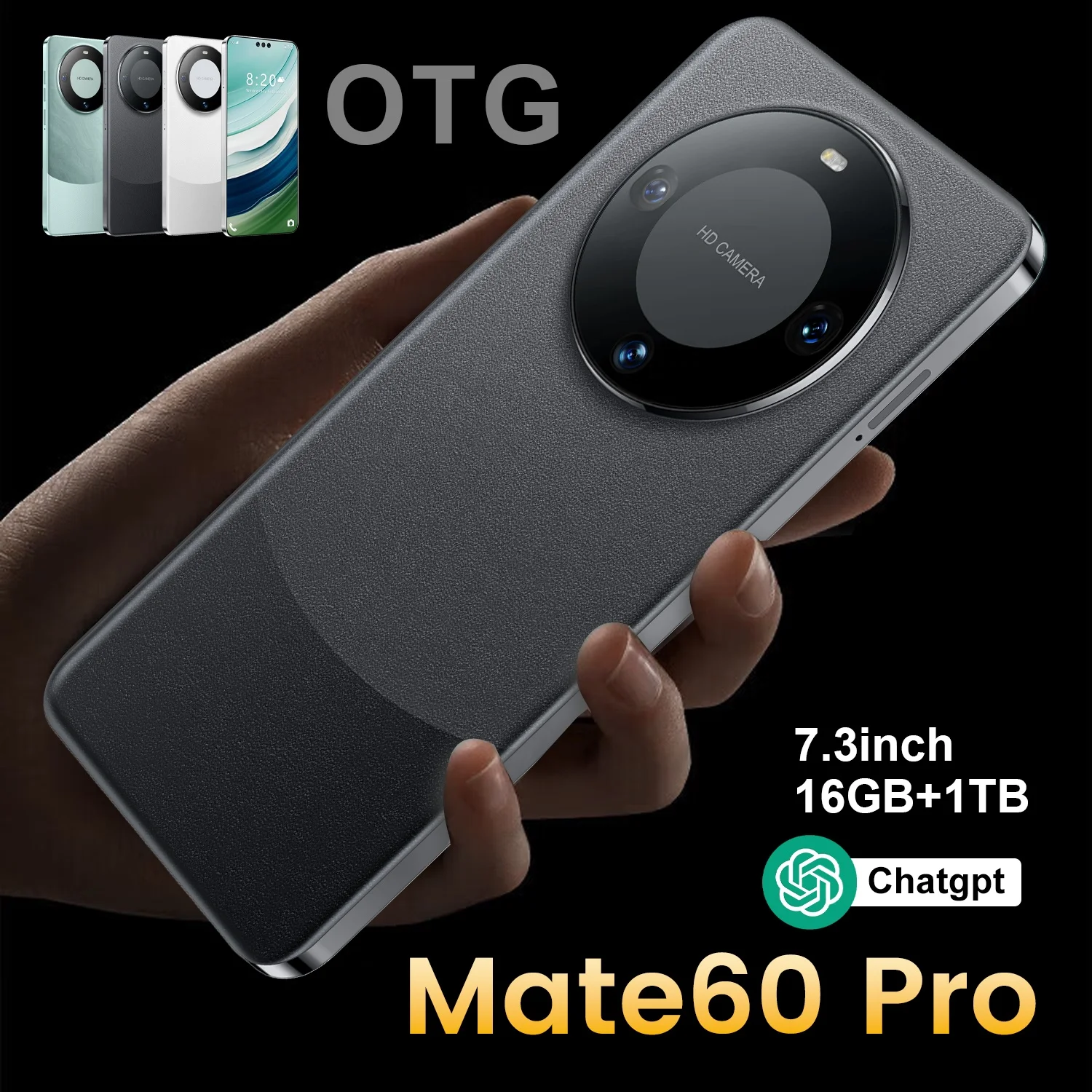 New original Mate60Pro 5G smartphone 16GB 1TB Snapdragon 8 10 core  Dual SIM Cellphone Mobile Phone 7.3 inches Android 13 phone