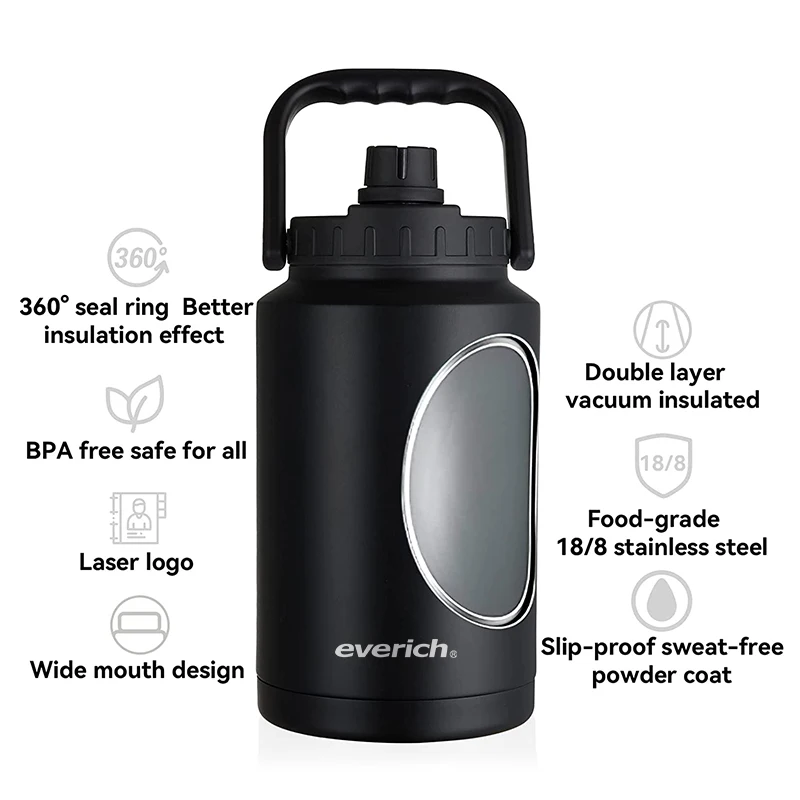 1 галлон 128 унций everich с двойными стенками из нержавеющей стали градиентная большая бутылка для пива водой пиво производитель крышкой ручкой
